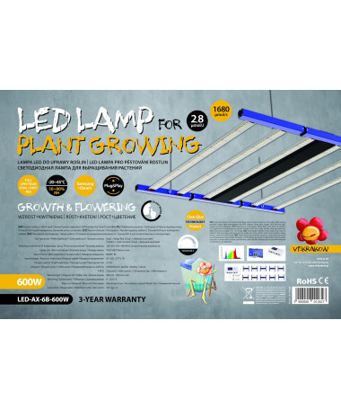 LAMPA LED AX 600W RESIN+, 2,8 µmol/J VF - 3 - Lampy LED do uprawy roślin LAMPA LED AX 600W RESIN+, 2,8 µmol/J VF - 3 - Lampy LED do uprawy roślin
