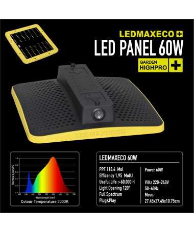 LEDMAX ECO 60W - LAMPA LED, PEŁNE SPEKTRUM 3000K, max 60x60cm, SAMSUNG LM282B, DO UPRAWY ROŚLIN, GARDEN HIGHPRO - 1 - Oświetleni