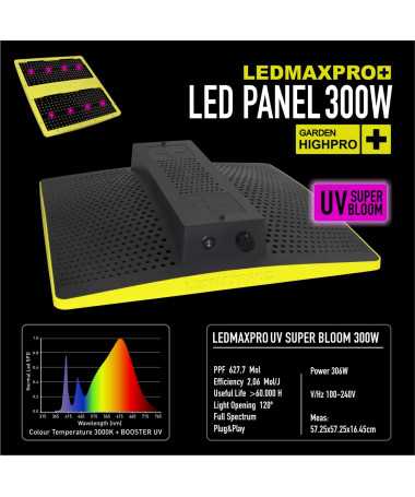 LEDMAX PRO 300W + UV, LAMPA LED, PEŁNE SPEKTRUM 3000K, max 100x100cm, - 1 - Oświetlenie dla roślin