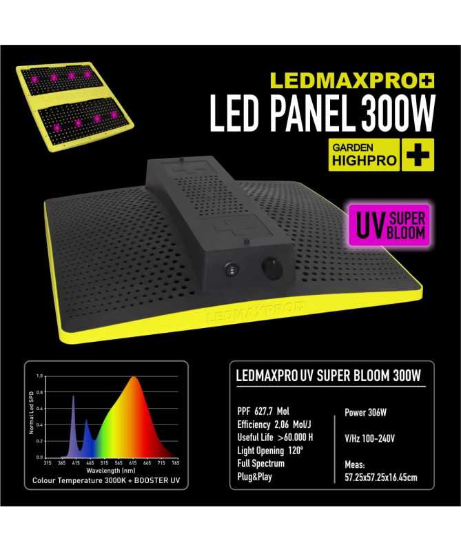 LEDMAX PRO 300W + UV, LAMPA LED, PEŁNE SPEKTRUM 3000K, max 100x100cm, - 1 - Oświetlenie dla roślin