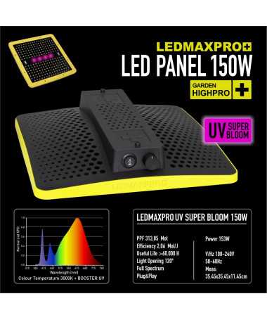 LEDMAX PRO 150W + UV, LAMPA LED, PEŁNE SPEKTRUM 3000K, max 80x80cm, LEDY SAMSUNG, REGULACJA MOCY - 1 - Oświetlenie dla roślin