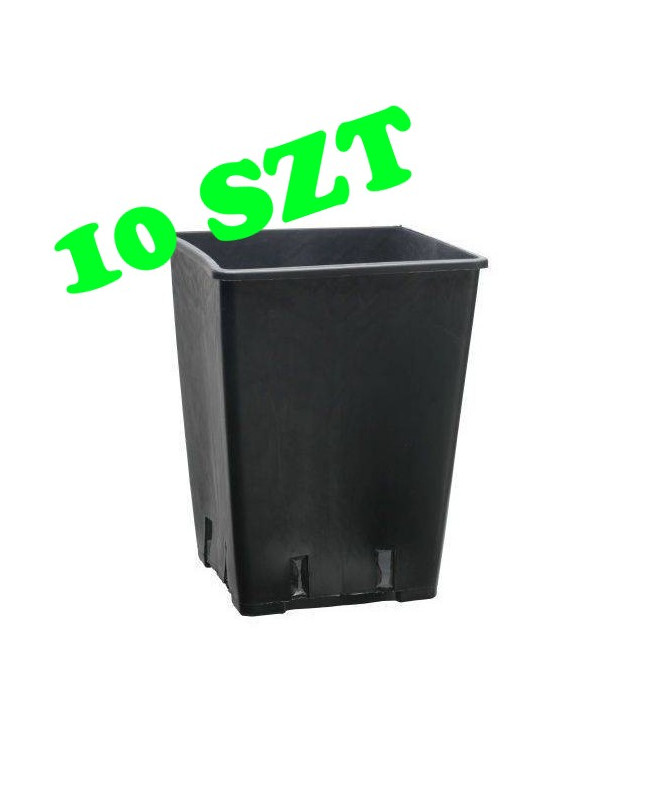 Zestaw 10szt Doniczka plastikowa kwadratowa 25cm x 25cm x 26cm - 11l - 1 - Donica plastikowa kwadratowaWymiary:0.25l&nbsp;(70mm x 70m