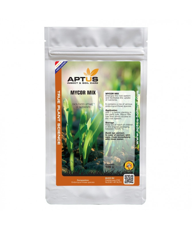 APTUS MYCOR MIX 100G - 1 - Grzyby Mycorrhizae klucz do obfitych plonów i większych kwiatów. Zastanawiałeś się kiedyś, jak popra