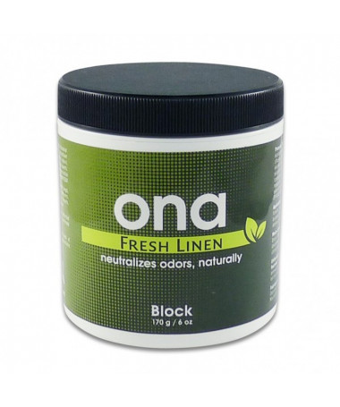 Ona Block Fresh Linen 170g - 1 - Ona usuwa nieprzyjemne zapachy z papieroswów i cygar, spalenizny, przykre zapachy z toalet, cuc