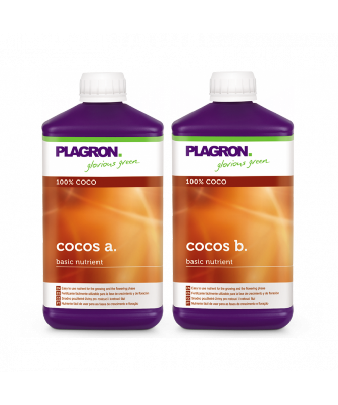 PLAGRON COCOS A/B 2*1L - 1 - Zawiera przyswajalne składniki odżywcze w szerokim zakresie pH. Bardzo skoncentrowany, więc ekonom