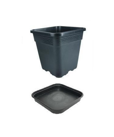 Doniczka plastikowa kwadratowa 9l + podstawka - 1 - 