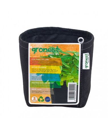 GRONEST 8L - ODDYCHAJĄCA, DWUWARSTWOWA, KWADRATOWA DONICZKA MATERIAŁOWA 19x19xh21cm, Z UCHWYTAMI - 1 - Korzenie Roślin w Doniczc