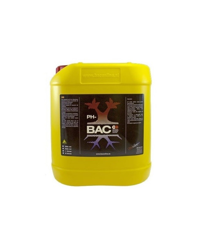 BAC pH Down (Minus) 5l - 1 - Dzięki użyciu preparatu pH- możliwe jest obniżenie oraz ustabilizowanie wartości pH w wodzie.