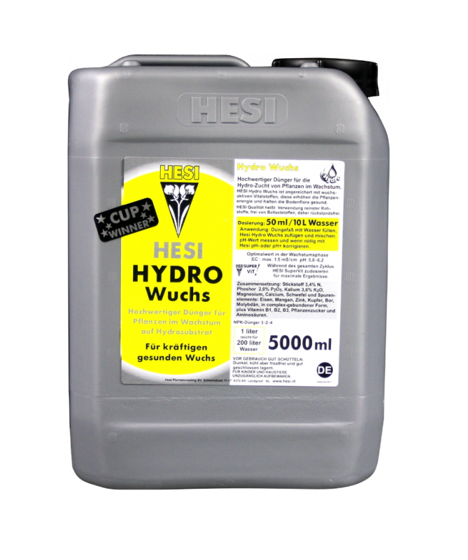 Hesi Hydro Growth 5l - Nawóz na fazę wzrostu hydroponika - 1 - Hydro Growth zawiera odpowiednio więcej azotu niż Hydro Bloom pon Hesi Hydro Growth 5l - Nawóz na fazę wzrostu hydroponika - 1 - Hydro Growth zawiera odpowiednio więcej azotu niż Hydro Bloom pon