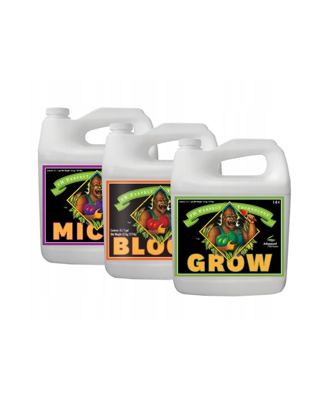 Zestaw Advanced Nutrients 3 x 10l Grow Micro Bloom - 1 - 5-w-1 Grow, Micro i Bloom to składniki odżywcze bazowe dla plantatorów 