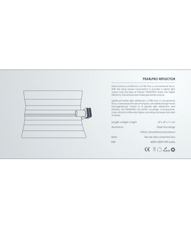 ODBŁYŚNIK ALUMINIOWY GARDEN HIGHPRO PEARLPRO 97% / 47x47x11CM - 3 - Wysokiej jakości odbłyśnik/reflektor aluminiowy Garden HighP ODBŁYŚNIK ALUMINIOWY GARDEN HIGHPRO PEARLPRO 97% / 47x47x11CM - 3 - Wysokiej jakości odbłyśnik/reflektor aluminiowy Garden HighP