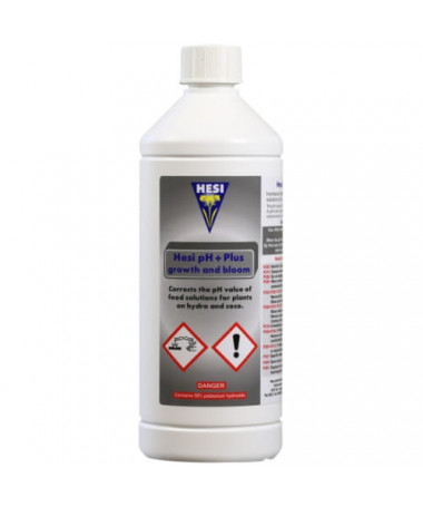 Hesi pH PLUS obie fazy 1l, Regulator podnoszący pH na obie fazy - 1 - HESI-pH PLUS zwiększa poziom pH w roztworze odżywczym dla 