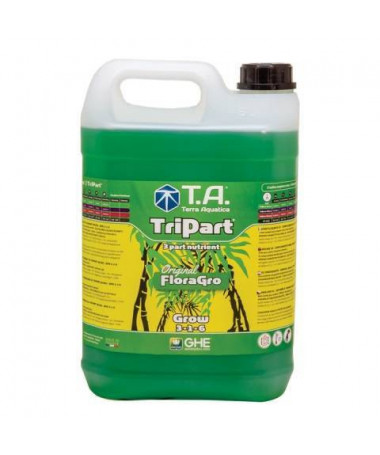 Terra Aquatica / GHE Tri Part Grow 10L (flora gro) - 2 - pobudza bujny wzrost struktur i liści roślin. Młoda roślina zostaje zas