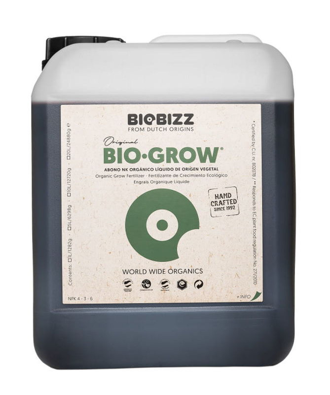 BioBizz Bio Grow 5L - 1 - Bio-Grow, nawóz na fazę wzrostu, w 100% organiczny. Może być dodatkowo stosowany podczas fazy kwitnien