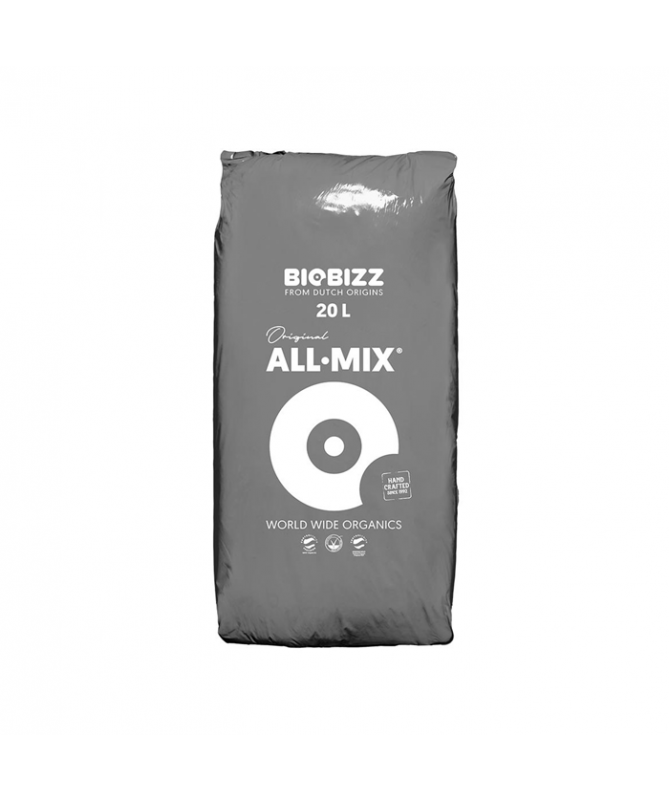 BIOBIZZ ZIEMIA ALL MIX 20L - 1 - to bardzo bogata ziemia do upraw organicznych Zawiera 20% mchu torfowego, 35% ziemi ogrodowej,
