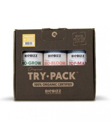 BIOBIZZ TRYPACK INDOOR 3X250ML - 1 - Zestaw TRY-PACK INDOOR zawiera zestaw boosterów i nawozów do uprawy ekologicznej, w skład k