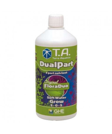 Terra Aquatica / GHE Dual Part Grow 1L (woda twarda) - 1 - nawóz z serii DUO (DuoGro, DuoBloom) przeznaczony na fazę wzrostu, d